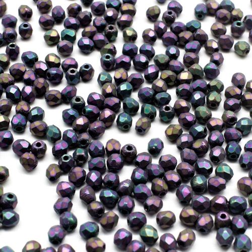 3mm Czech glass fire polished faceted beads matt iris purple 100pcs — pack of 100, high-quality faceted beads perfect for jewelry making…