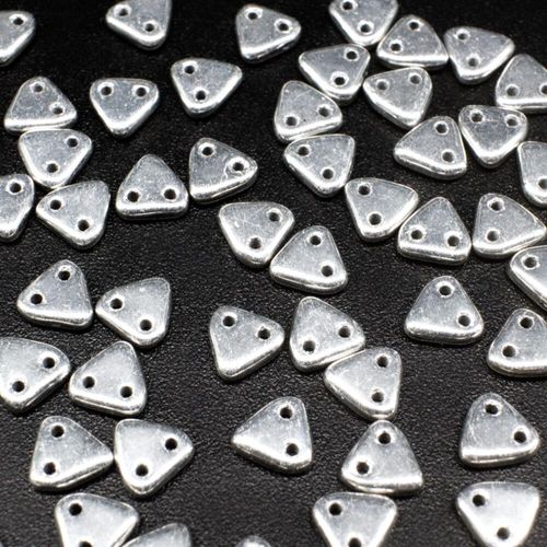 6mm Czech glass glass beads silver — pack of 7, high-quality two-hole beads ideal for jewelry making, bead weaving, and crafts