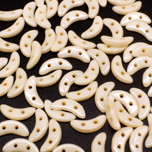 10mm Czech glass glass beads luster opaque champagne — pack of 7, high-quality two-hole beads ideal for jewelry making, bead weaving, and…