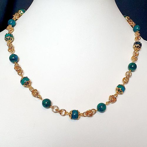 Stephanie Gemstone Jewelley syn. chrysocalla jewelry making kit — DIY set with beads and instructions for creating handmade jewelry