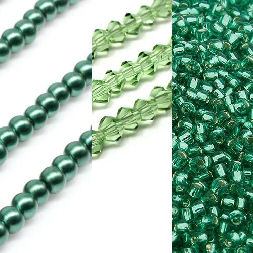 Kassia Diamond Bracelet Makes 2 green bracelet making kit — DIY set with beads and instructions for creating handmade jewelry