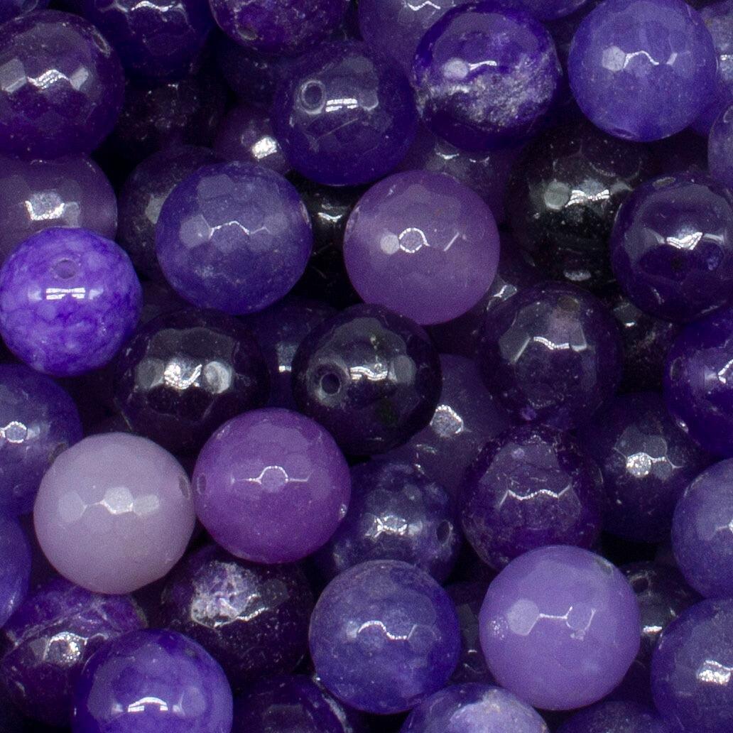 Dyed Jade 12mm Facet Round Beads Mix 30pc Purple Passion pack of 12 for jewellery making