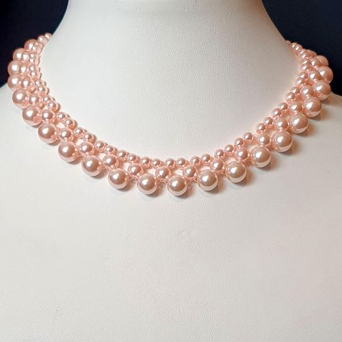 Constance Pearl Necklace Rose 4mm for jewellery making