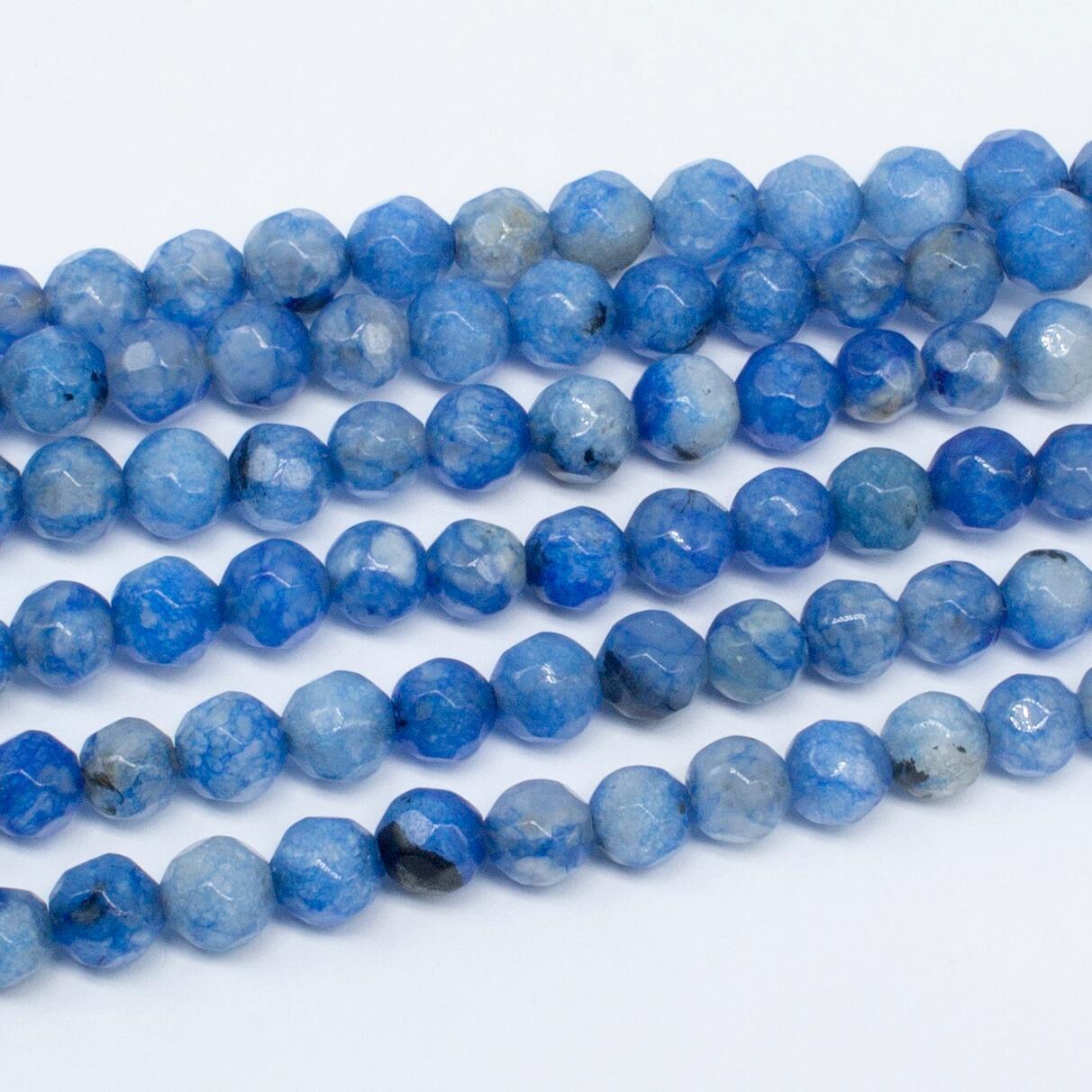 Dyed Jade 5mm Facet Round Beads 70pc Blue Mix pack of 6 for jewellery making