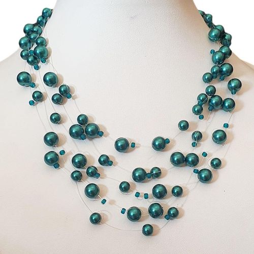 Meredith Illusion Necklace teal necklace making kit — DIY set with beads and instructions for creating handmade jewelry