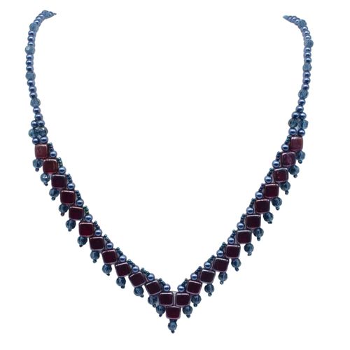 Tiffany Tile Necklaces ruby sapphire necklace making kit — DIY set with beads and instructions for creating handmade jewelry