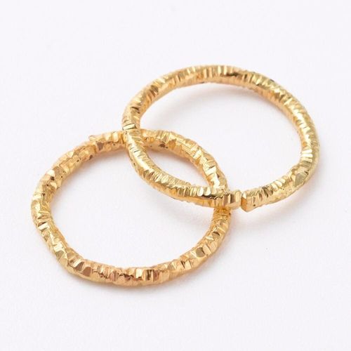 Jump Rings Etched 12x1mm Gold Plated 30pcs for jewellery making
