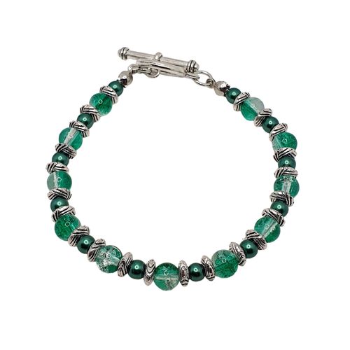 Clio Crackle Bracelets Makes 4 green bracelet making kit — DIY set with beads and instructions for creating handmade jewelry