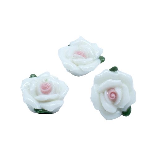 Fimo Flower Bead 15mm White 4pcs for jewellery making