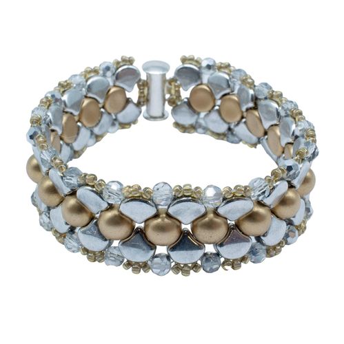 Ginko Bracelet Silver & Gold bracelet making kit — DIY set with beads and instructions for creating handmade jewelry