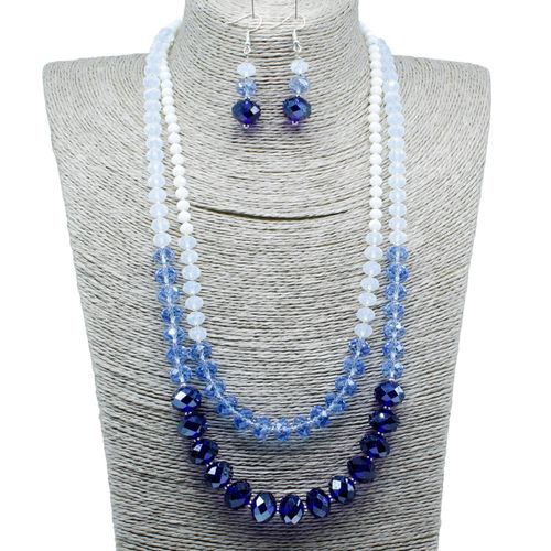 Elenor Double Strand Necklace blue ice necklace making kit — DIY set with beads and instructions for creating handmade jewelry