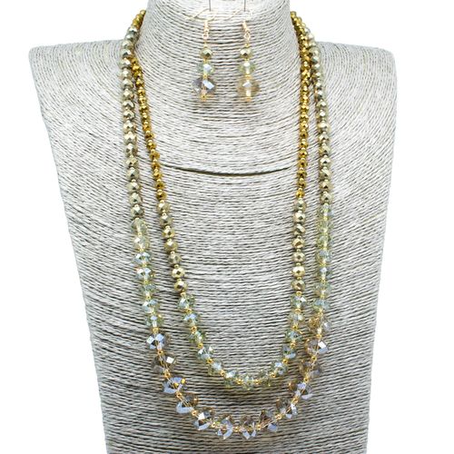 Elenor Double Strand Necklace gold shadow necklace making kit — DIY set with beads and instructions for creating handmade jewelry