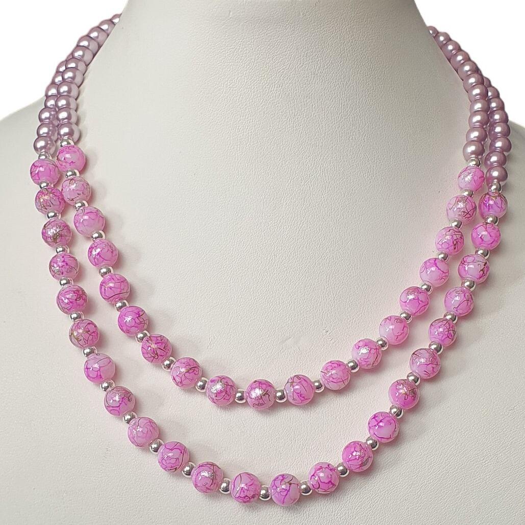 Suvi Necklace pink necklace making kit — DIY set with beads and instructions for creating handmade jewelry