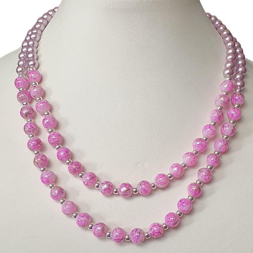 Suvi Necklace pink necklace making kit — DIY set with beads and instructions for creating handmade jewelry