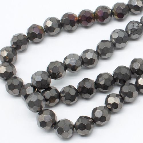 8mm crystal beads charcoal plate, pack of 40 — faceted for jewelry making and beadwork