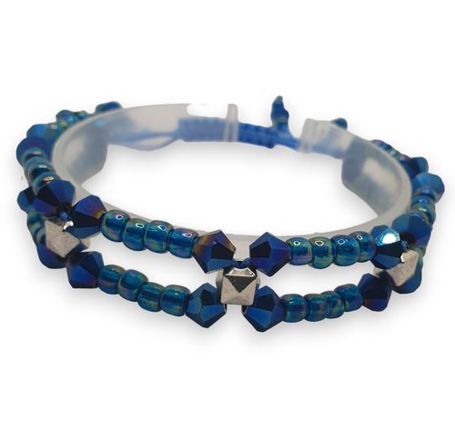 Nara Macrame Bracelets blue iris teal bracelet making kit — DIY set with beads and instructions for creating handmade jewelry