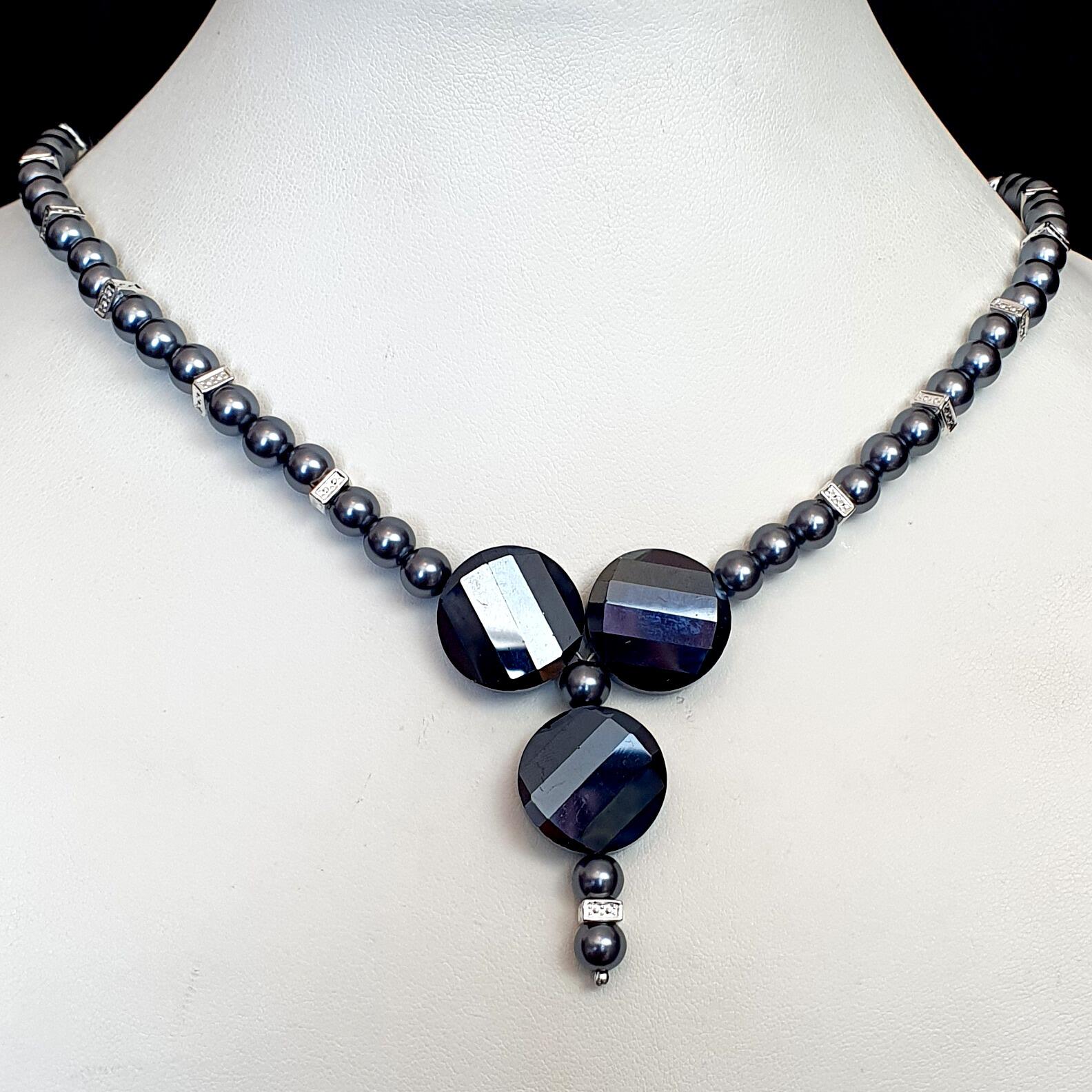 Sandra Coin Necklace & Earrings hematite necklace making kit — DIY set with beads and instructions for creating handmade jewelry