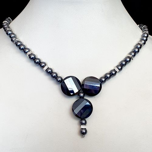 Sandra Coin Necklace & Earrings hematite necklace making kit — DIY set with beads and instructions for creating handmade jewelry