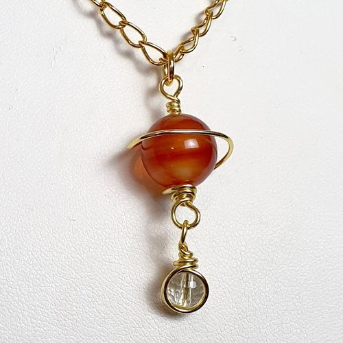 Andromeda Planet Pendant & Earrings carnelian earring making kit — DIY set with beads and instructions for creating handmade jewelry