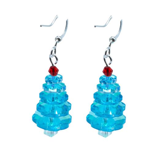 Margarita Christmas Tree Earrings Kit V2 aqua ab earring making kit — DIY set with beads and instructions for creating handmade jewelry