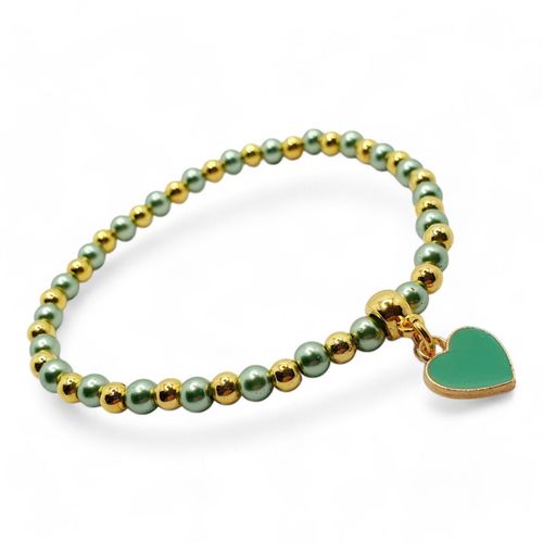 Enamel Heart Stretch Bracelets Makes 4 aquamarine bracelet making kit — DIY set with beads and instructions for creating handmade jewelry
