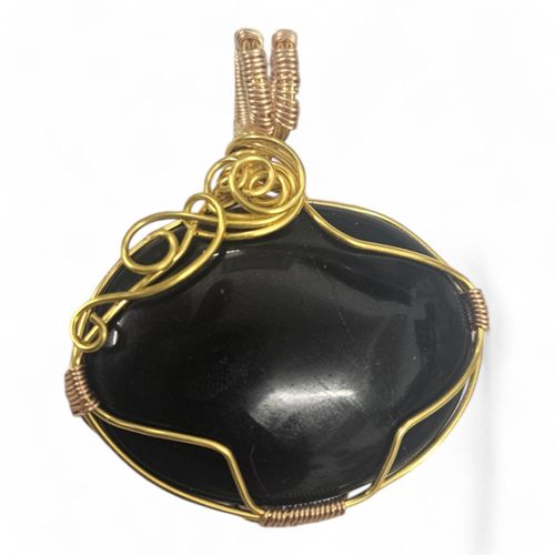 Gemstone Wire Pendant black obsidian jewelry making kit — DIY set with beads and instructions for creating handmade jewelry