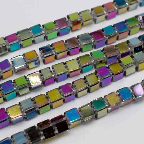 Crystal Cube Beads 6mm Clear Rainbow Mirror 50pcs for jewellery making