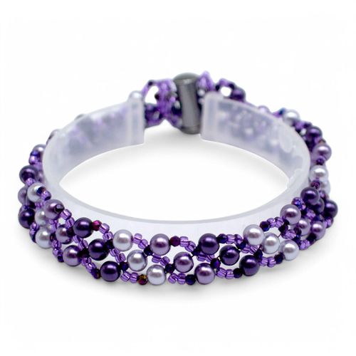 Troika Bracelets Makes 3 purple bracelet making kit — DIY set with beads and instructions for creating handmade jewelry