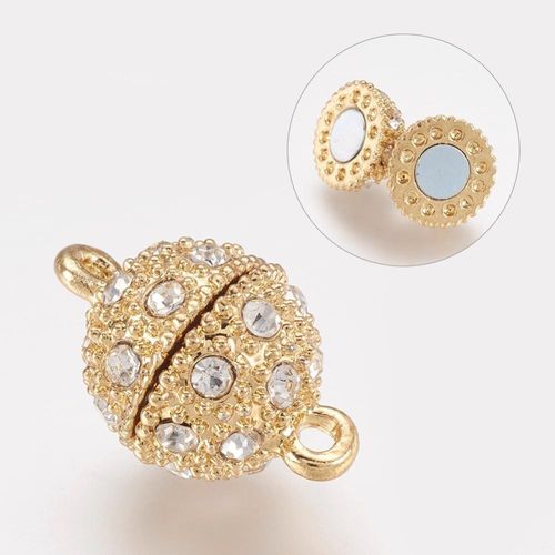 Magnetic Clasp Crystal Spotted Round 12mm Gold Plate 1 per Bag for jewellery making