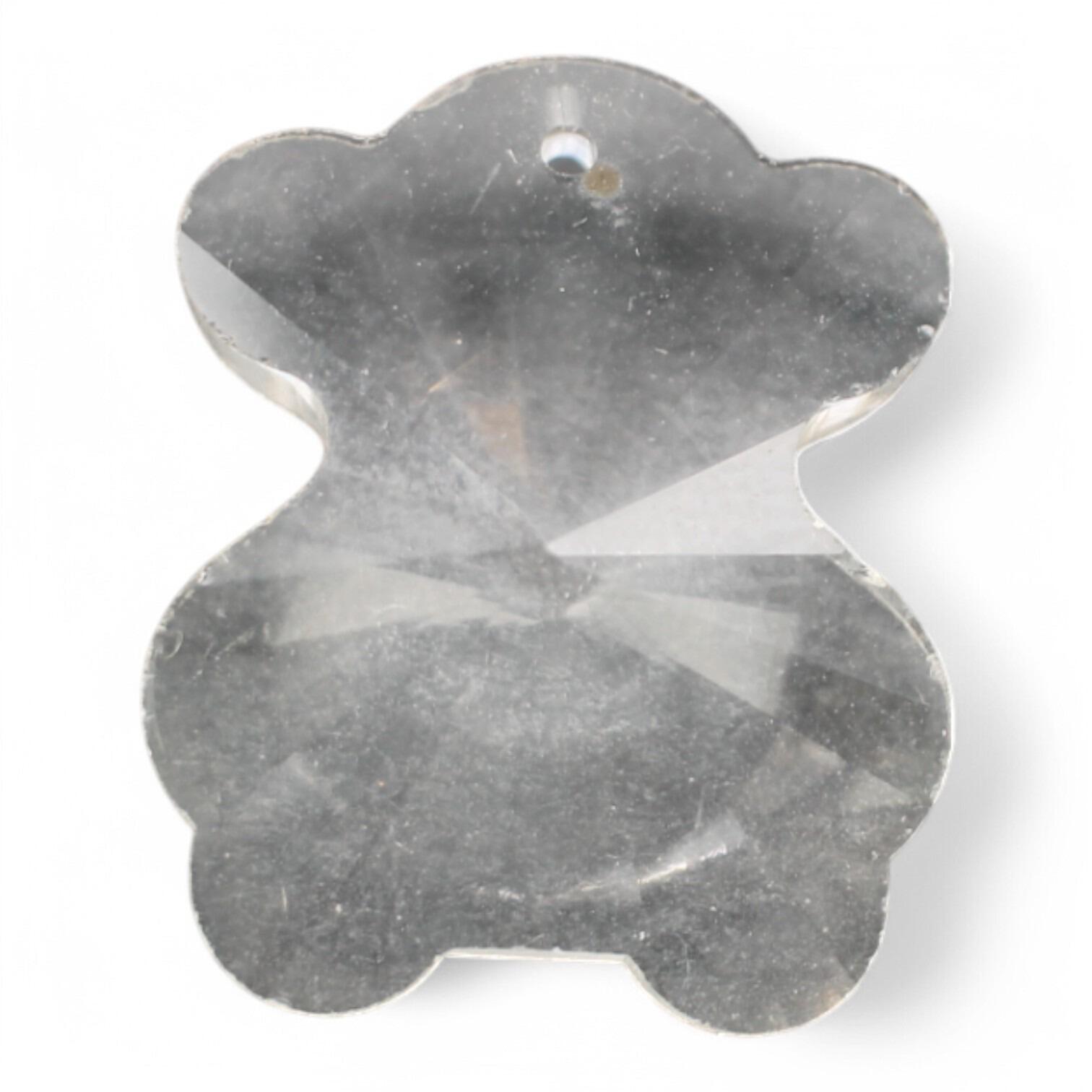 Crystal Pendant Teddy Bear 30mm Clear for jewellery making