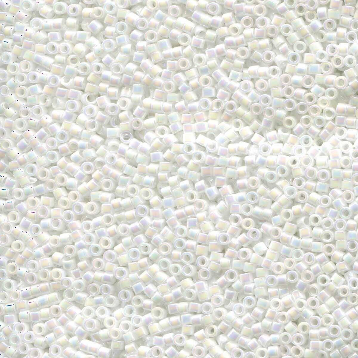 size 11 Miyuki Delica seed beads white pearl ab db202 5g — 5g pack, premium Japanese cylinder beads perfect for bead weaving, embroidery,…