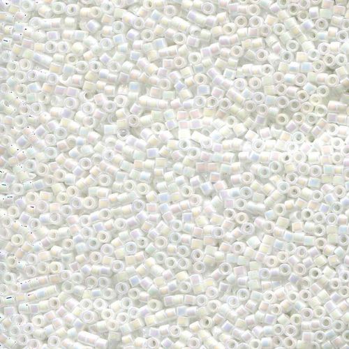 size 11 Miyuki Delica seed beads white pearl ab db202 5g — 5g pack, premium Japanese cylinder beads perfect for bead weaving, embroidery,…