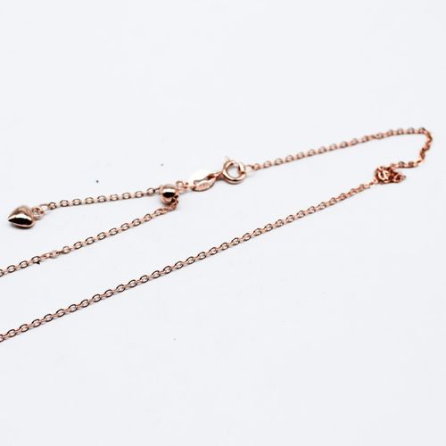 Rose Gold Sterling 925 Chain Necklace Flat Oval 2x1.5 20 string Adjustable 6mm for jewellery making