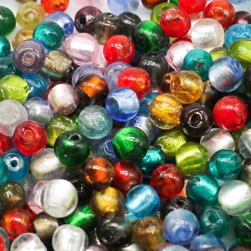 Silver Foil Round Beads 8mm 30pcs Mixed for jewellery making