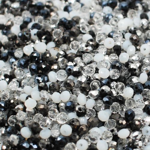 4mm crystal beads monochrome mix, pack of 250 — faceted for jewelry making and beadwork