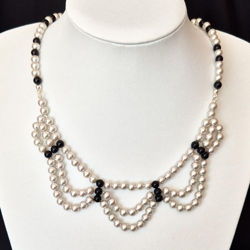 Honor Glass Pearl Necklace black & silver dust necklace making kit — DIY set with beads and instructions for creating handmade jewelry