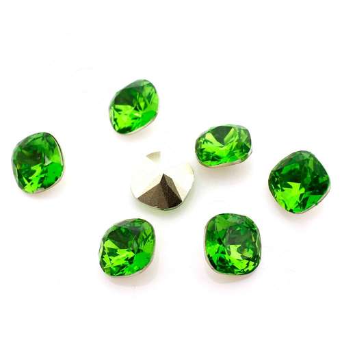 10mm resin Rivoli stone fern green 1pc — faceted round crystal-style cabochon ideal for jewelry making, settings, and crafts