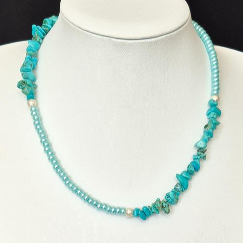 Kalinda Gemstone Jewellery Turquoise Howlite jewelry making kit — DIY set with beads and instructions for creating handmade jewelry