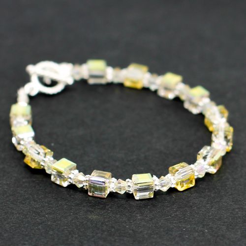 Alice Crystal Bracelet Makes 5 yellow & silver bracelet making kit — DIY set with beads and instructions for creating handmade jewelry