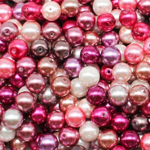 Glass Pearl Round Beads 8mm Pink Flower Mix 100pcs for jewellery making