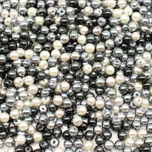Glass Pearl Round Beads 4mm Silver Grey Mix 200pcs for jewellery making