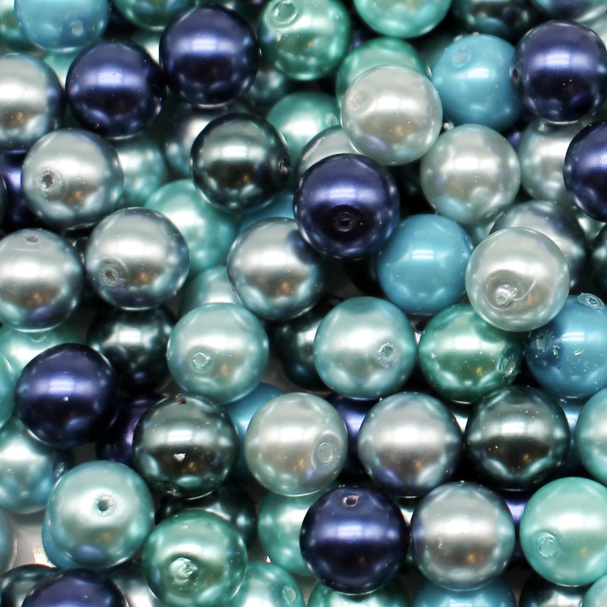 Glass Pearl Round Beads 10mm Ocean Mix 80pcs for jewellery making