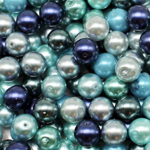 Glass Pearl Round Beads 10mm Ocean Mix 80pcs for jewellery making