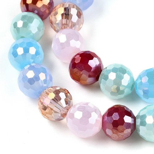 Crystal 96 Facet Round Beads 8mm Opaque Rainbow Mix for jewellery making
