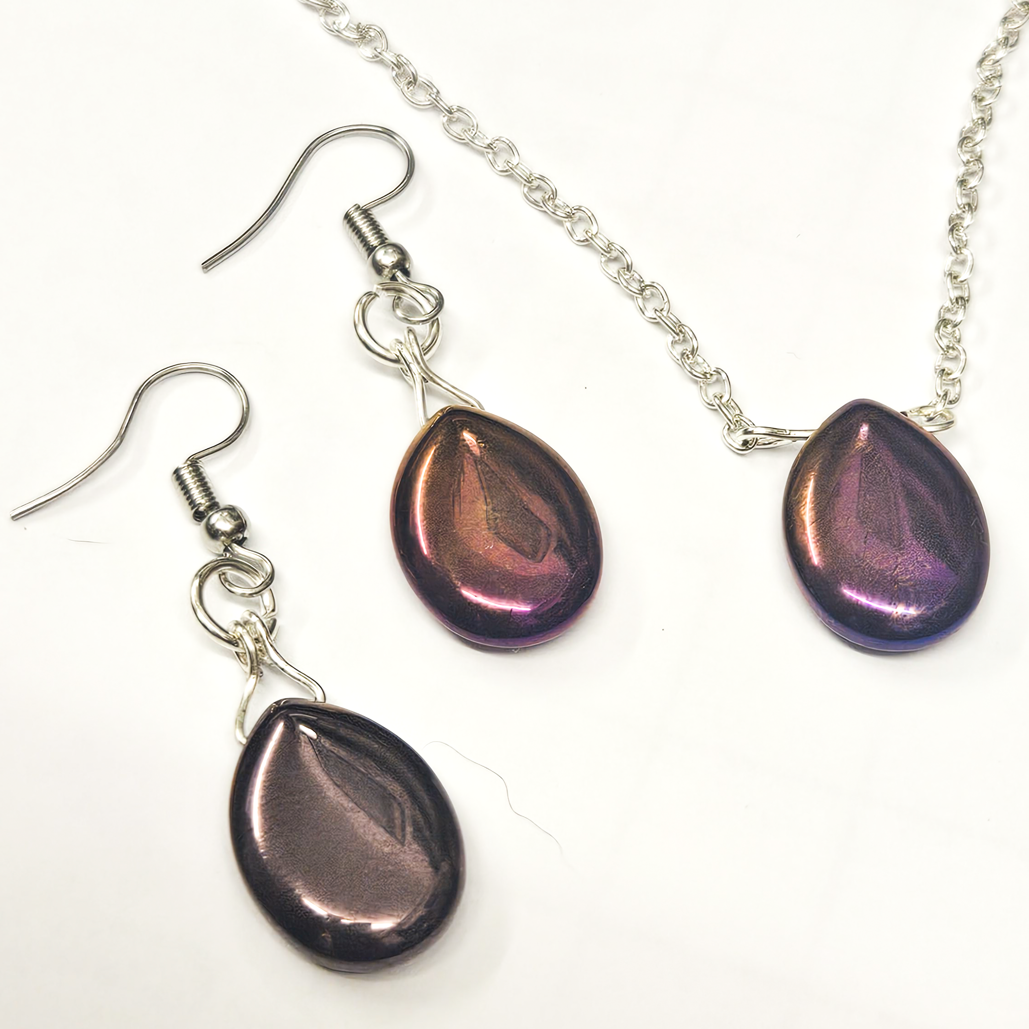 Hematite Drop Jewellery Set silver (add drops) jewelry making kit — DIY set with beads and instructions for creating handmade jewelry
