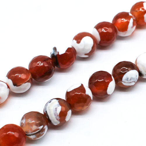 10mm resin druzy bead round orange & white 15" strand — sparkling cabochon-style stone ideal for jewelry making, pendants, and craft designs