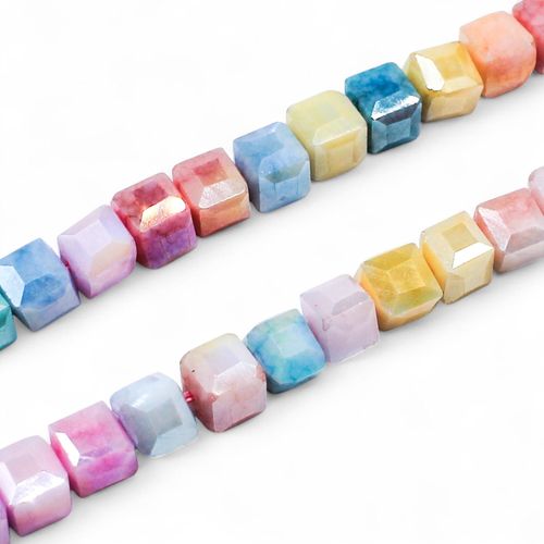 6mm crystal beads pastel marble mix 15" string — faceted for jewelry making and beadwork