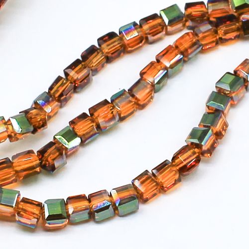 3mm crystal beads orange green 14" string — faceted for jewelry making and beadwork