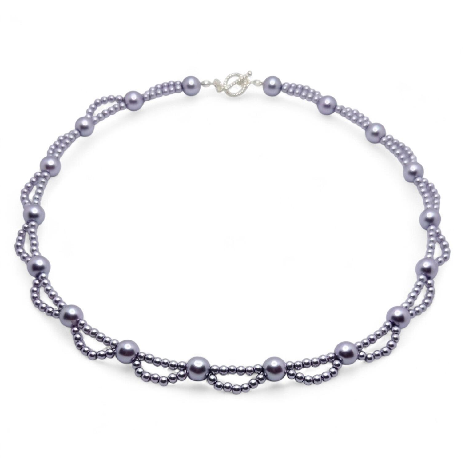 Dolores Pearl Necklace light purple necklace making kit — DIY set with beads and instructions for creating handmade jewelry