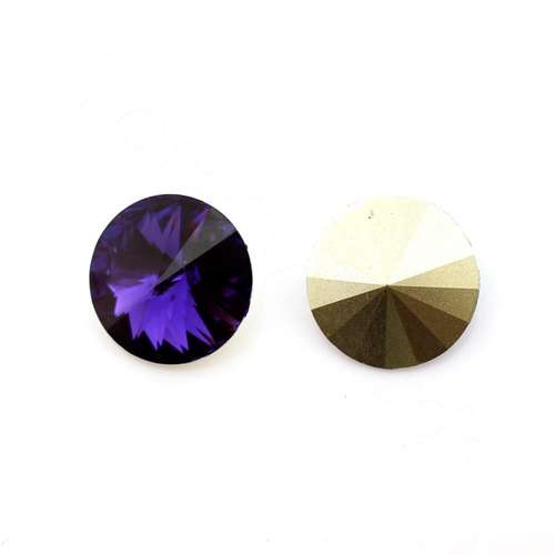 18mm resin Rivoli stone purple velvet — faceted round crystal-style cabochon ideal for jewelry making, settings, and crafts